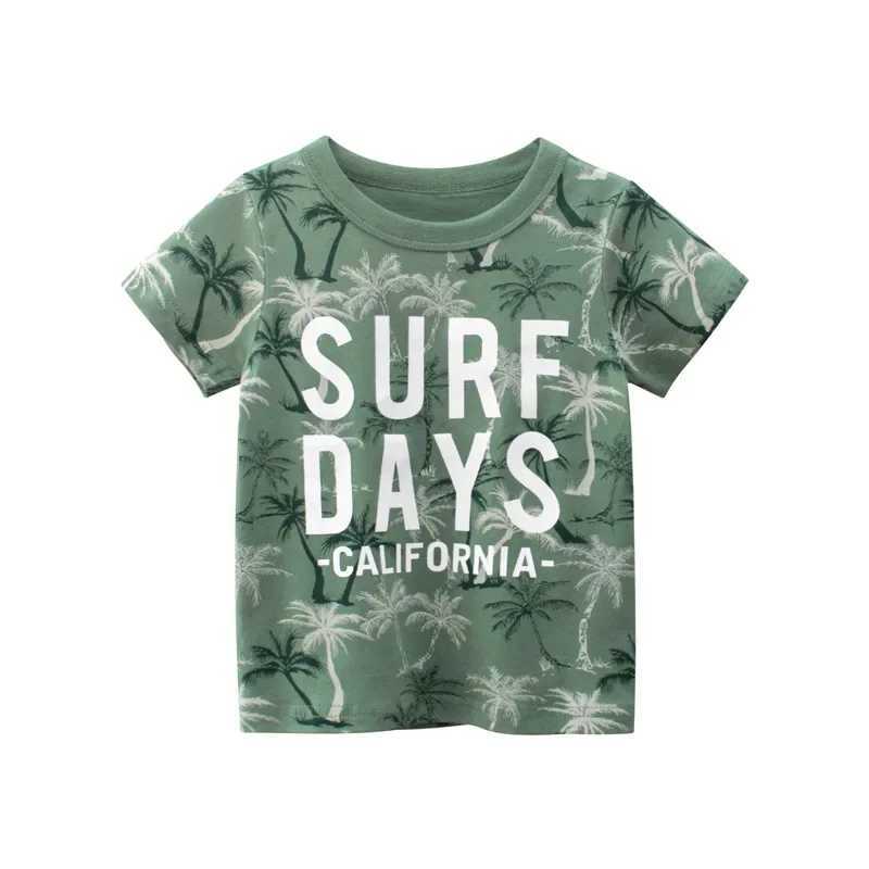 2025 Summer T-Shirt for Boys Girls Kids Short Sleeve Dinosaur Full Print Shirts Toddler Cartoon Car Cotton Tee Tops DropshippingT250306