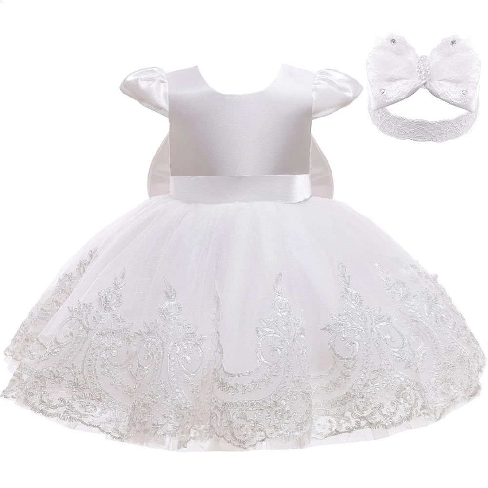 Years Wedding Princess Dress For Girls Kid Vestidos Birthday One Year Dress Party Baptism Bow Clothes Christmas Costume 0-2Y 250305