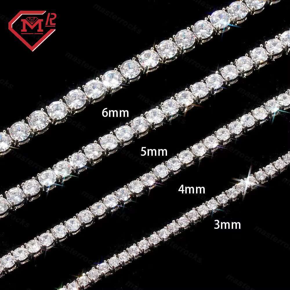 Wholesale Moissanite Necklace 3Mm 4Mm 5Mm Iced Out Sterg Sier Vvs Dia Men Women Moissnaite Tennis Chain