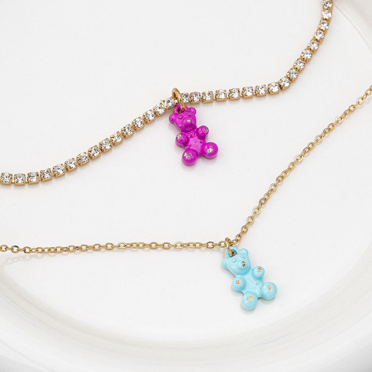 Ins Gummy Bear Pendant Multi-layer Necklace Women's Metal Personality Collarbone Chain Jewelry