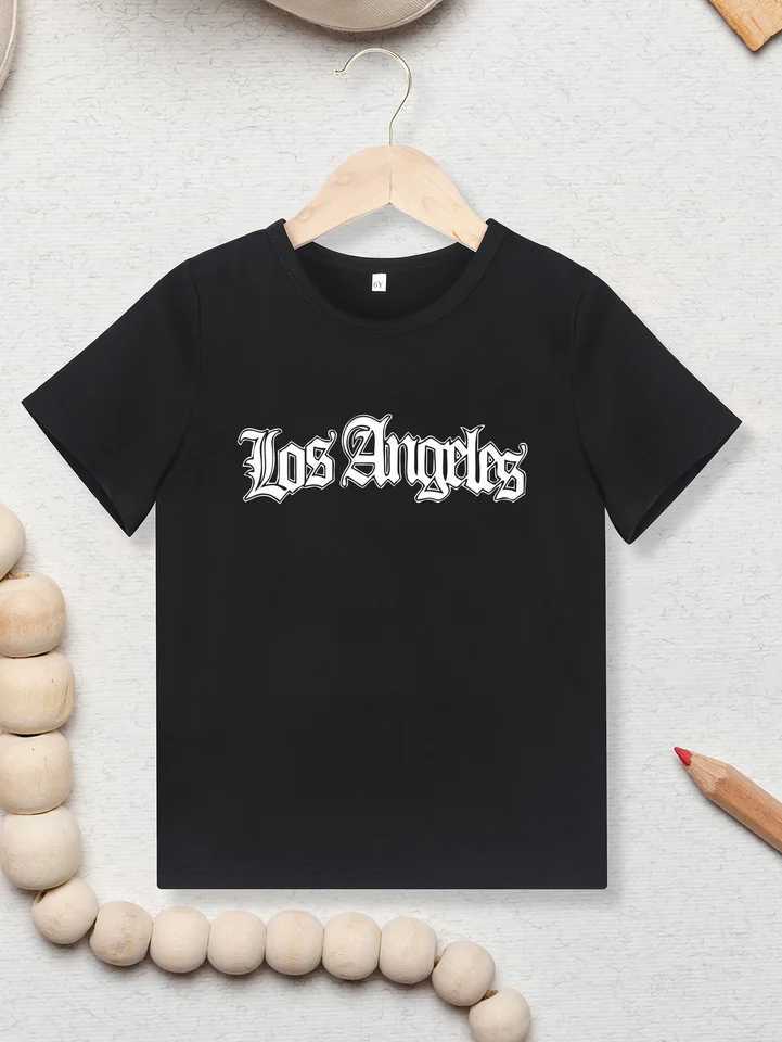 New Top Clothes Child Cool Fashion High Quality Girls Boys T-Shirts Los Angeles Printing Kids T-Shirts New StyleT250306