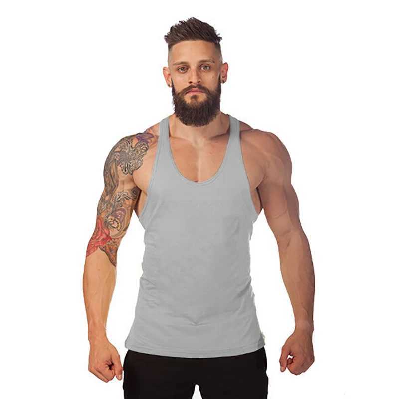Muscleguys Plain Gyms Vest Bodybuilding Clothing Fitness Men Solid Musculation Stringer Tank Top Blank Sleeveless Undershirt MenT250318