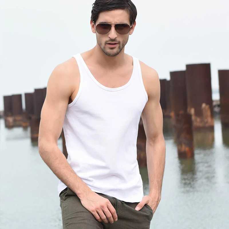 White Tank Top Gym Accessories Men Summer New Casual Solid Sleeveless Vest Male Pure Cotton Gym Shirt Jogger WaistcoatT250318