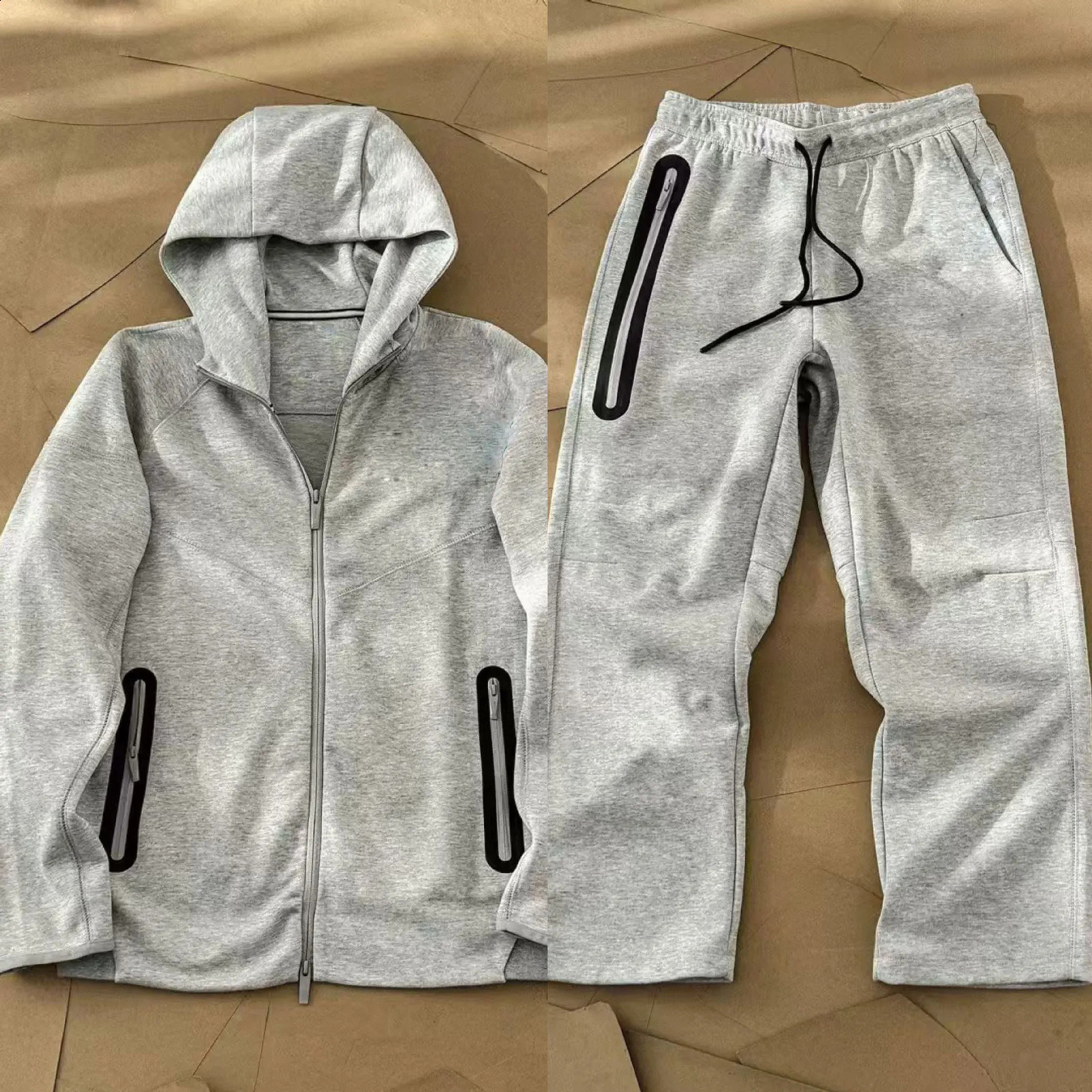 24 SpringAutumn Casual Sports Air Layer Hooded Jacket and Sweatpants Set 454 461 250305