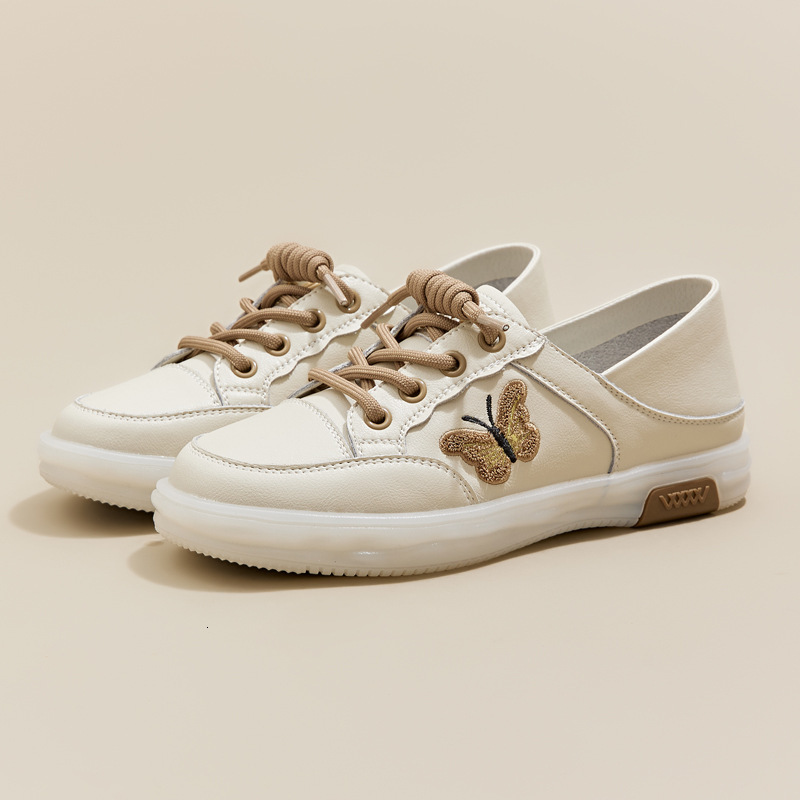 Soft soled genuine leather cowhide sole white shoes for women 2025 new spring and autumn women's shoes soft cowhide single shoes casual mom leath