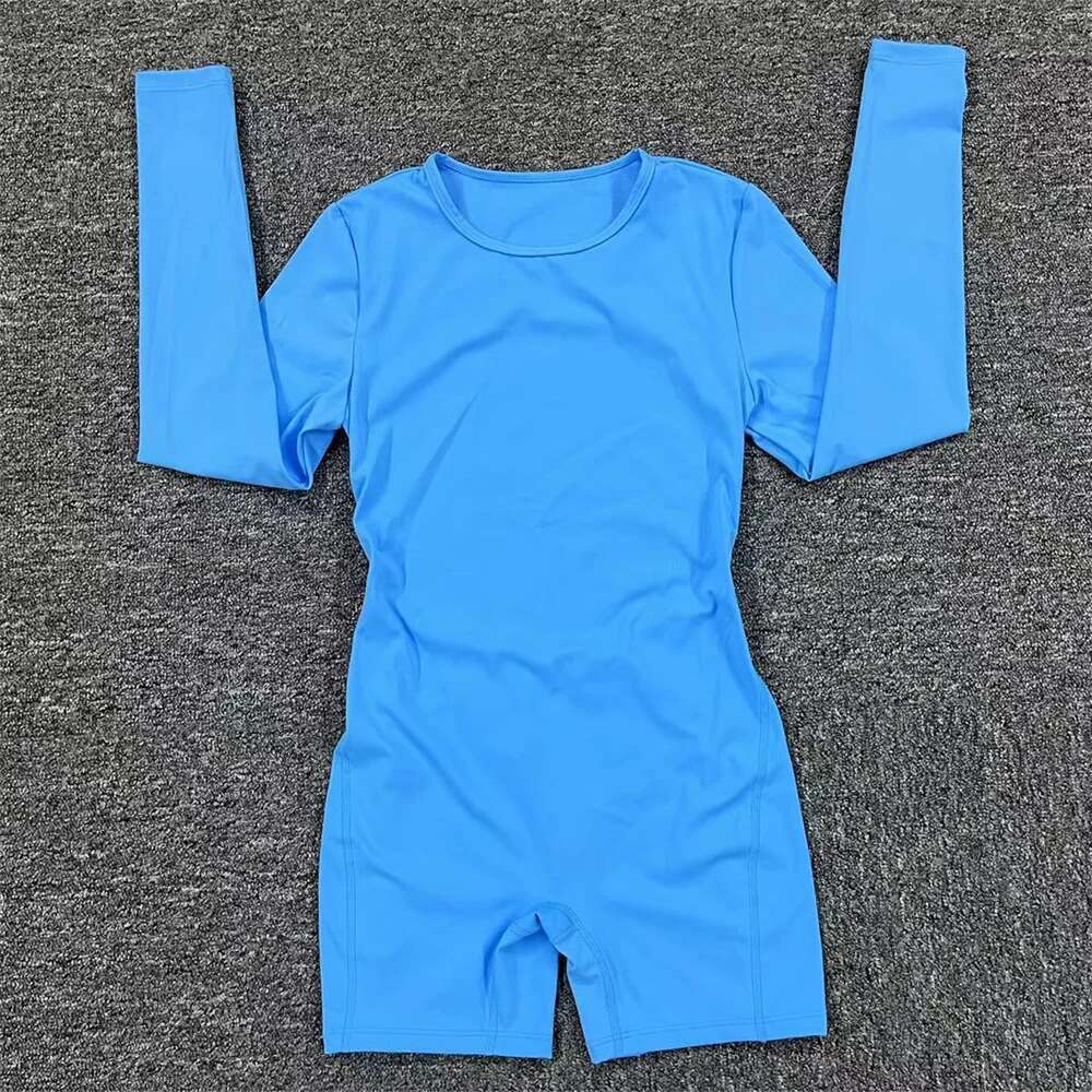 Nylon Women Jumpsuit Long Sleeve Yoga Set Backless One-Piece Bodysuit Fiess Gym Workout Rompers Exercise Outfit Suits KLMY