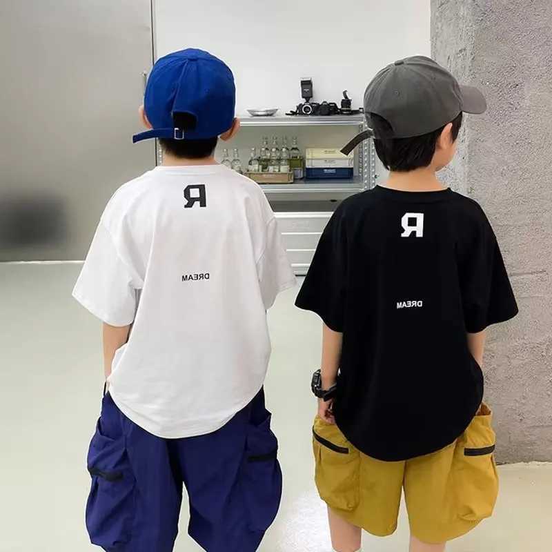 Childrens Clothing From 11 To 12 Years Baby Summer Clothes Korea T-shirts For Boys Short T-shirt Tops Top Teenagers Sleeve TeeT250306