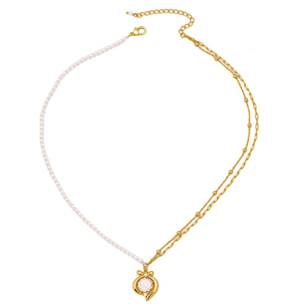 Fashion Light Luxury Camellia Shell Pendant Necklace Niche Design Senior Sense Necklaces for Women