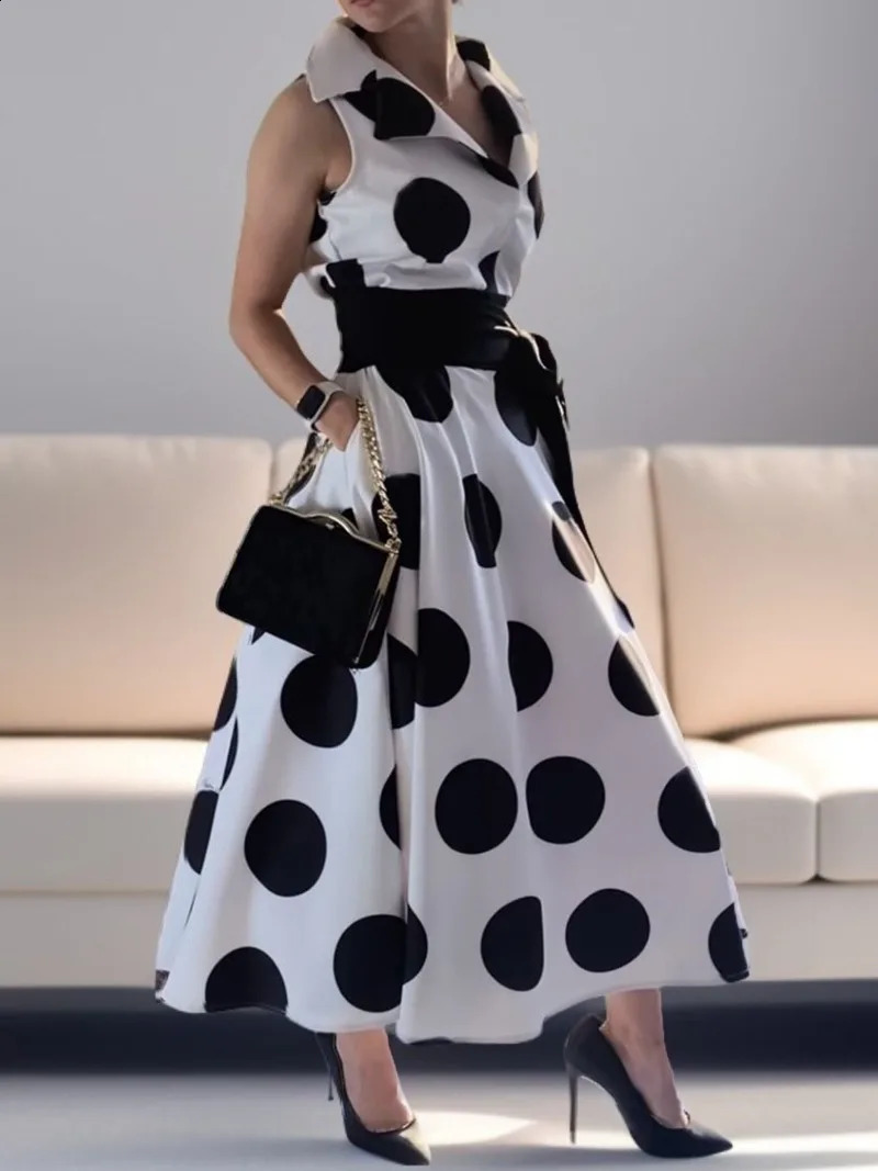 Modigirl Summer Ladies Polka Dots Elegant Dress Daily XLine Shirt for Women Party Evening Prom Dresses 250228