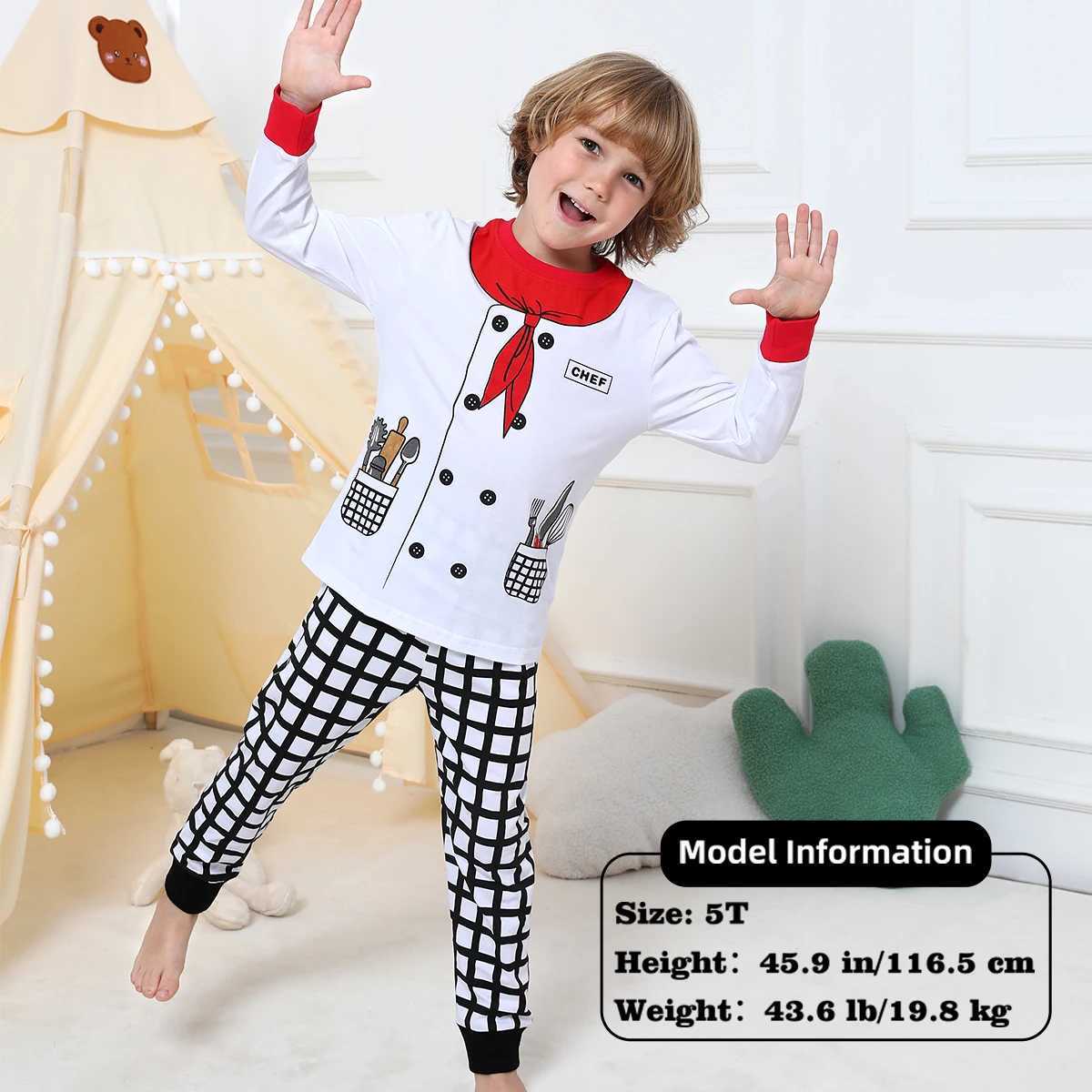 Kids Pajamas for Boys Toddler Police Fireman Unicorn Skeleton Clothing Set Infant Girls Carnival Cotton Halloween Sleepwear M250306
