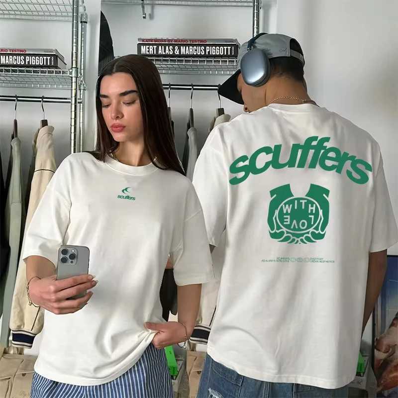 2025 South America New Trendy Printed Scuffers Men Tshirt Women Surf Vacation T-shirt Luxury Brands Street Short Sleeves Top Tee X250306