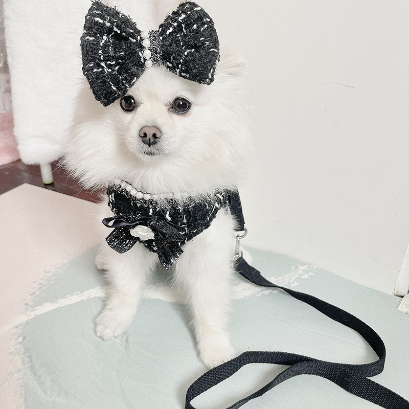 Chic Designer Dog Vest Harness, Ins-style Luxury Pet Supplies, Yorkie Dog Harness Leash for Small Dogs