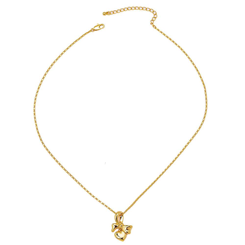 French Retro Little Fragrant Wind Bow Love Pendant Simple Everything With Temperament Necklace Collar