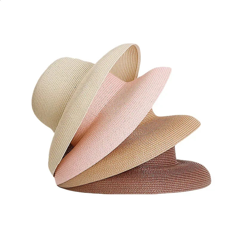 MAXSITI U Summer Hepburn Style Vintage Straw Hat Women Girls Solid Color Beach Holiday Big Sun Cap 250303