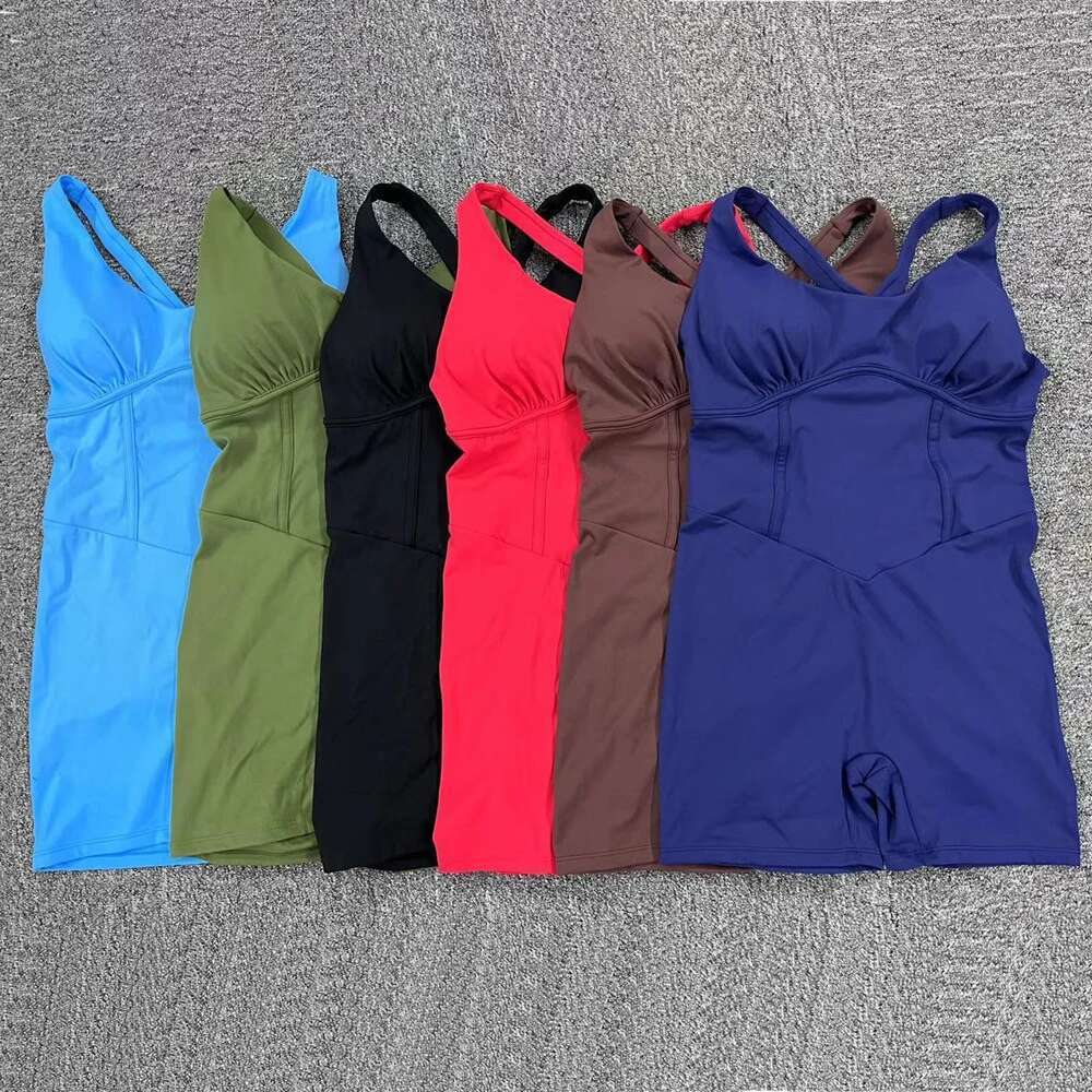 Pad Nylon Women Bodysuit Fiess Suede Yoga High Waist V Butt One-Piece Shorts Set Gym Sports Push Up Cycg Jumpsuit KLMY