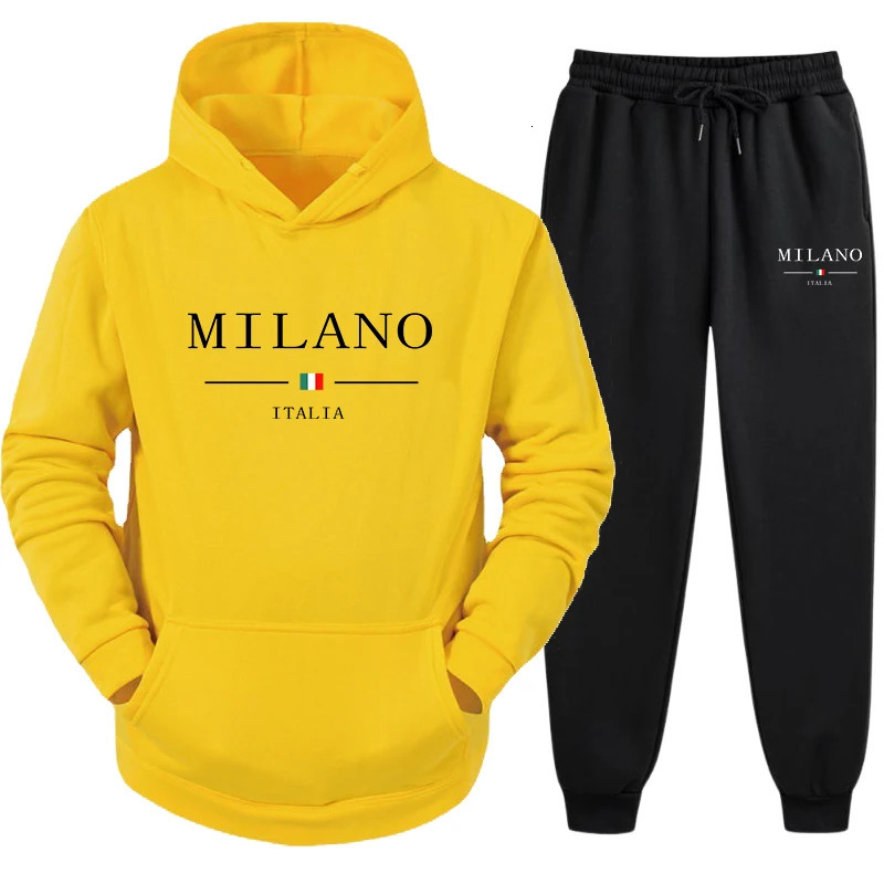 High Quality Men Two Piece Outdoors Mens Tracksuit Set Sportswear Sweatpants Hoodie Fashion Comfortable Casual Jogging 250306