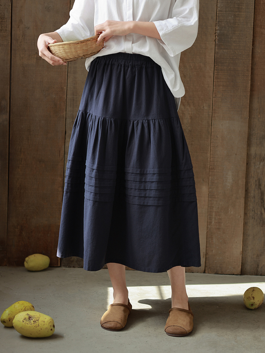 X1230 New season skirt for women with elastic waist pink A-line skirt temperament versatile ladies skirt