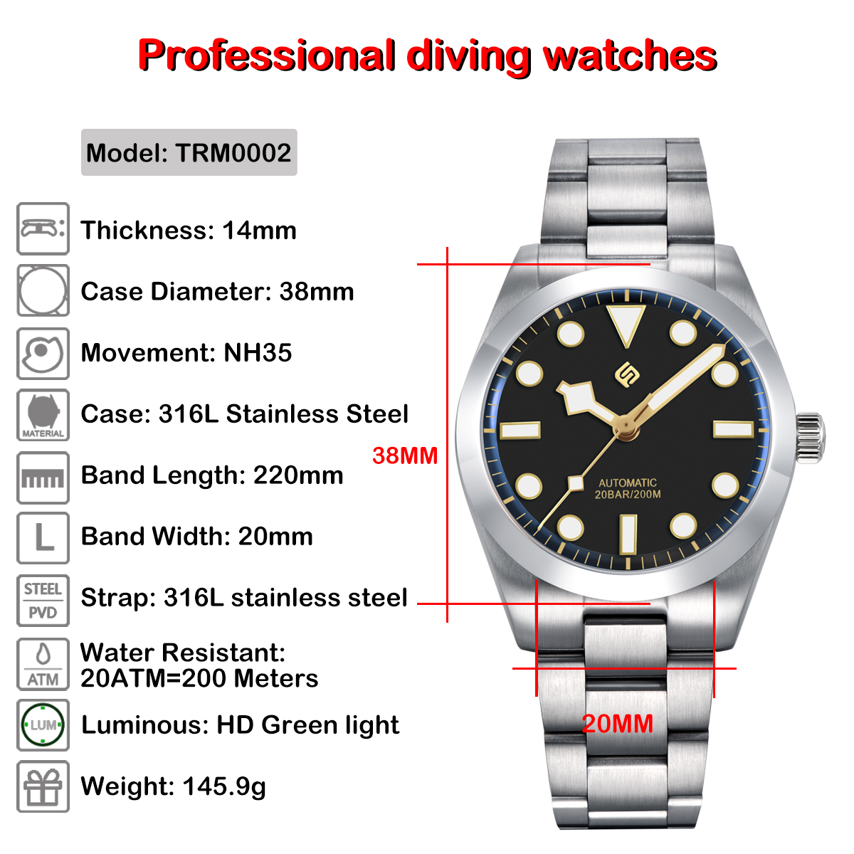 LIGE men's sports watch, precision steel strip, business mechanical watch, multifunctional waterproof night light watch