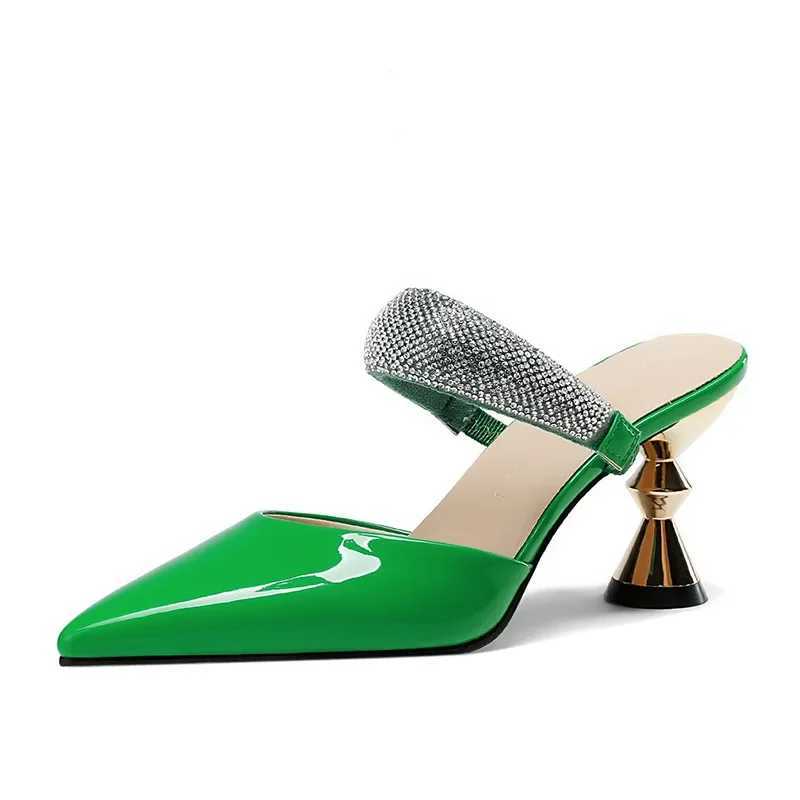 Pointed Designer Slides Fi Rhines N-Slip Wen Slippers Elegant High Heel Outdoor Pearl Party Shoes Summer New Pumps Y250306