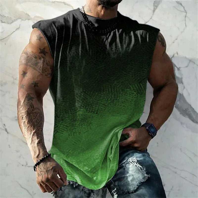 Mens 3D Print Vest Top Sleeveless T Shirt for Men Graphic Gradient Fashion Designer Muscle Daily Sports Gym T shirt SleevelessT250318