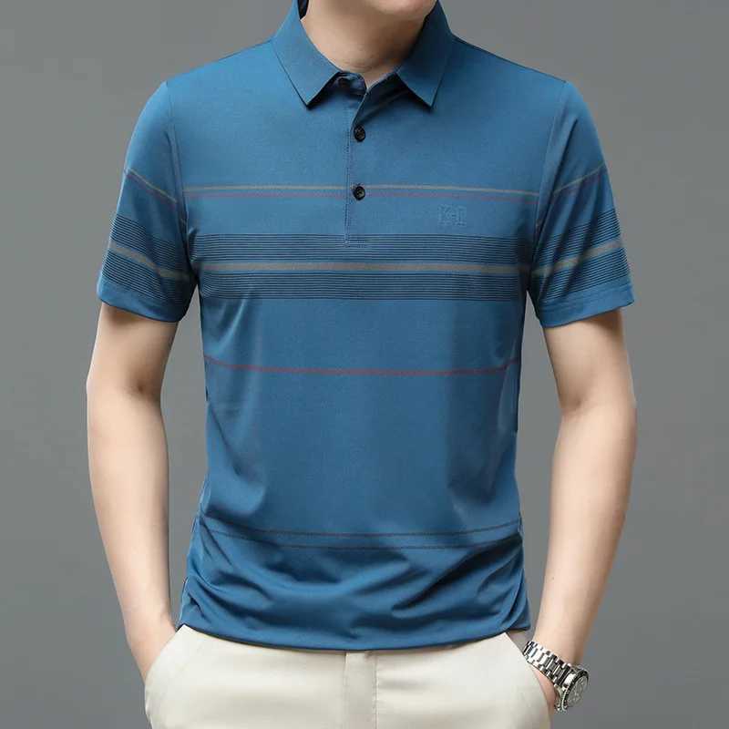 Summer Men Vintage Striped Polo Shirts Streetwear Fashion Male Clothes New Basic Short Sleeve Loose Business Casual Top X250306