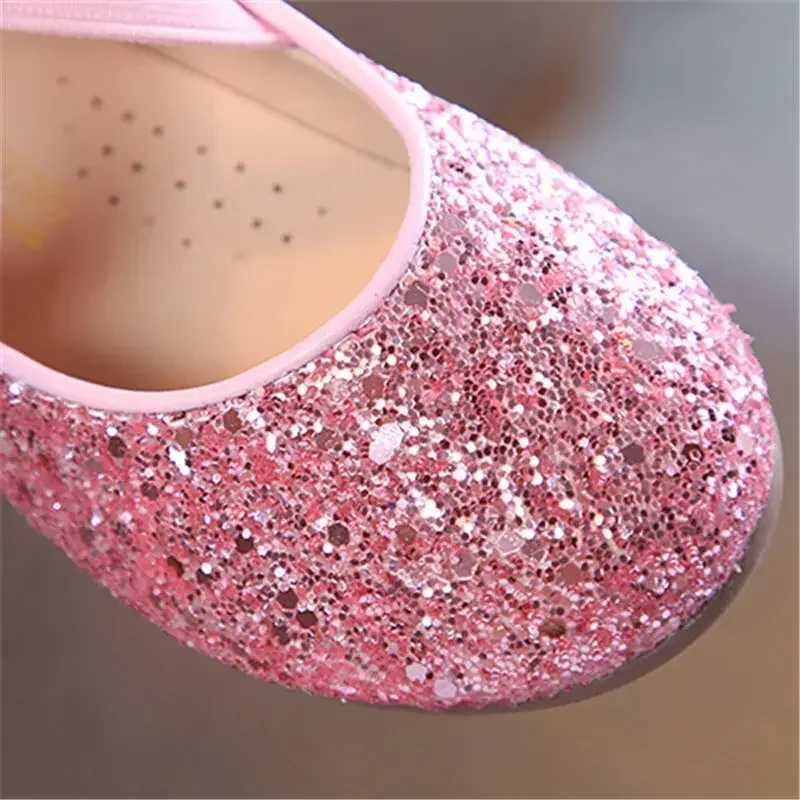 Girls Princess Shoes Spring Autumn Baby Soft Sole Dance Ballet Flats Three Color Kids Pink Bling Cute School Student FootwearT250306