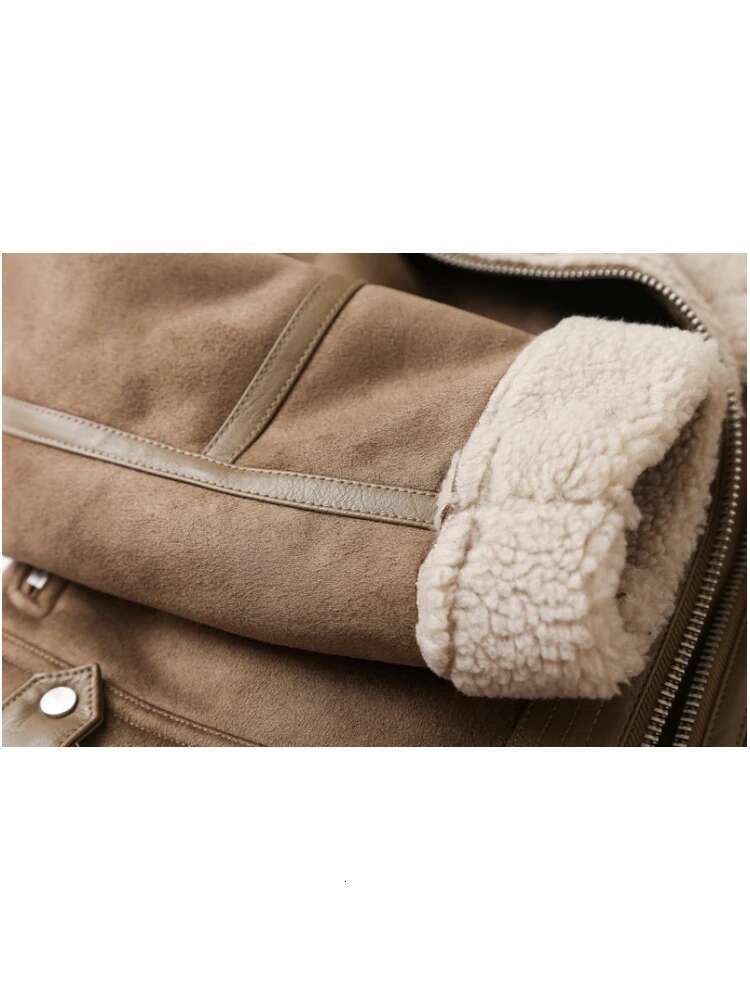 Brown For Women Winter Vintage Fur Integrated Jacket Lapel Long Sleeves Jackets Female Outwears Chic