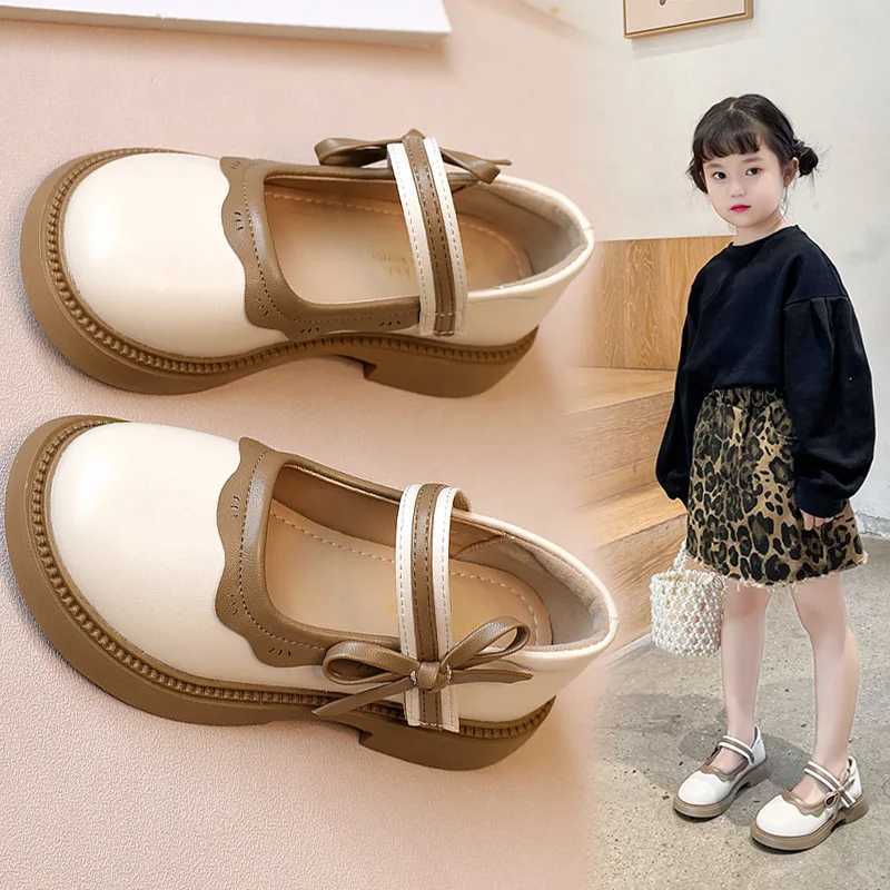 Fashion Girl School Shoes Patchwork Kid Princess Shoes for Children Shallow Toddler Ruffled Edge Leather Shoes Causal Mary JanesT250306