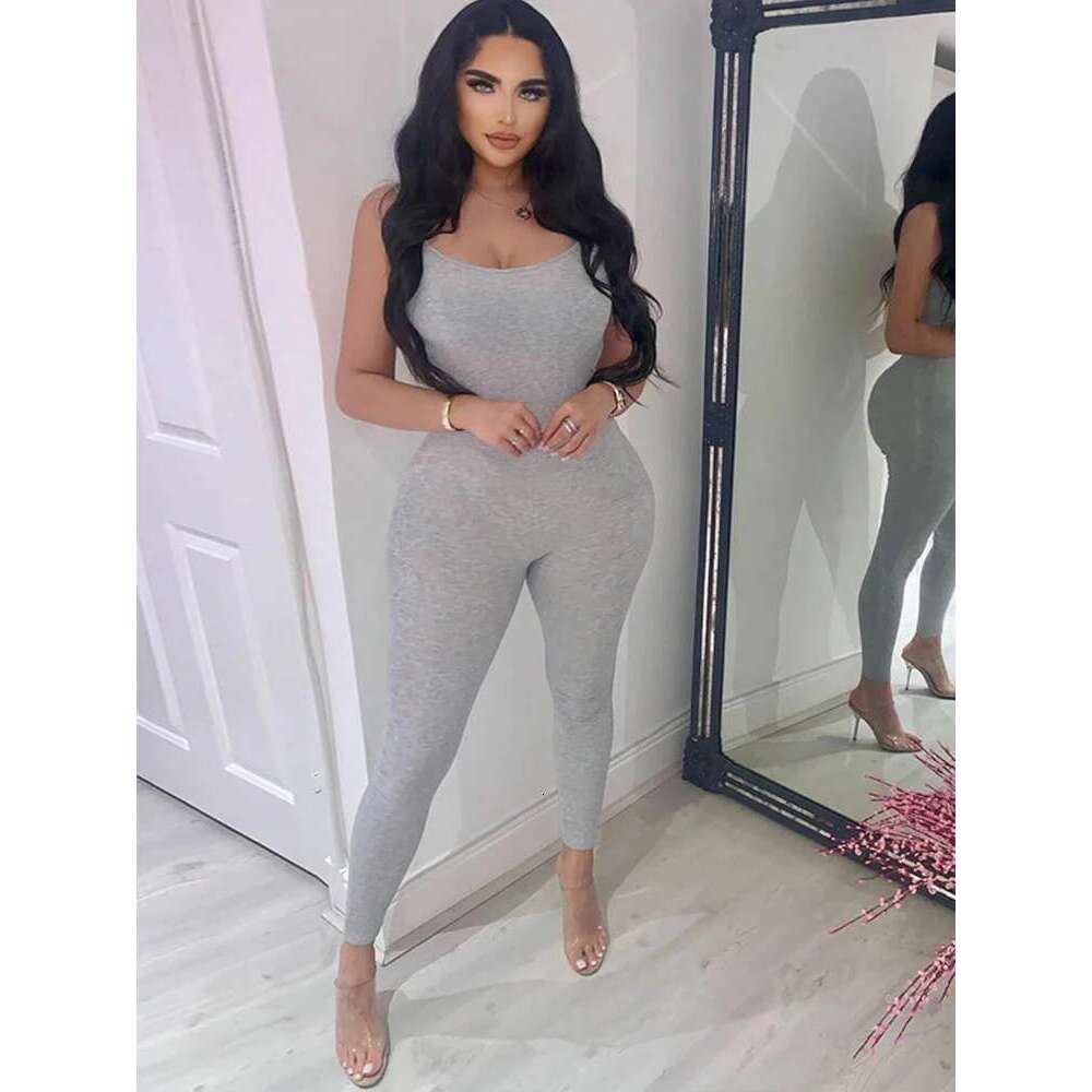 Black Sexy Jumpsuits Women Summer Sleeveless Rompers Spaghetti Strap Backless Casual Bodycon Skinny Sports Fashion Streetwear KLMY
