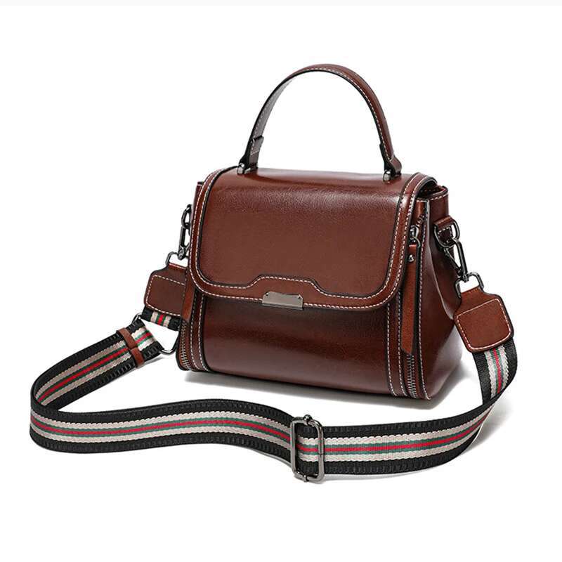Cowhide Women's Tote Bag 2024 New Genuine Leather Shoulder Crossbody Bags High Quality Vintage Female Handbag 6241