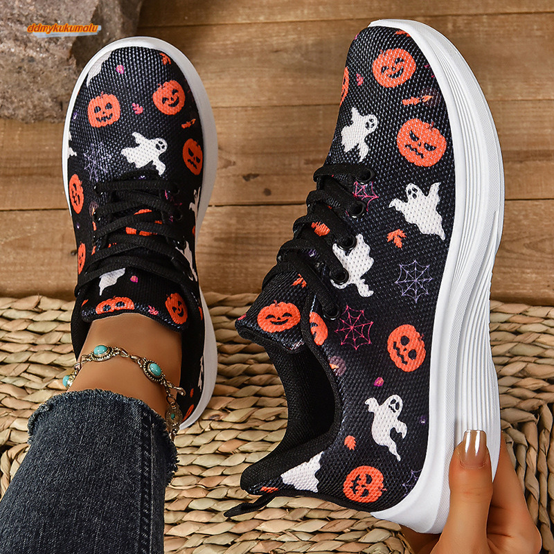 Autumn Women's Sports 2025 New Temu Halloween Fashion Mesh Breathable Casual Shoes #ddmykukumalu