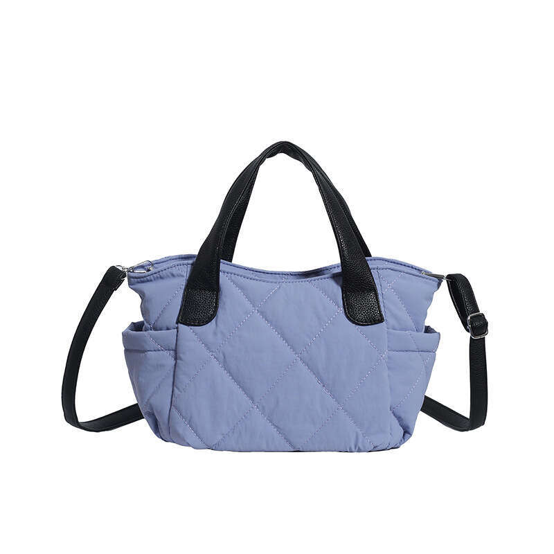 Autumn And Winter Cotton Clothing Handbag, Women's Simple Nylon Soft Tote Bag, High-End Diamond Grid Single Shoulder Crossbody Bag