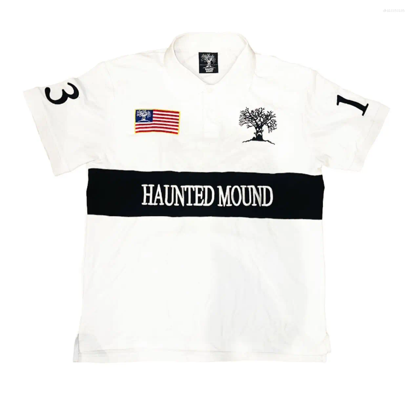 Men's Casual Shirts Retro Haunted Mound Fashion Polo Shirt Street Hip Hop Short Sleeve Men Turndown Collar Baseball Uniform Top