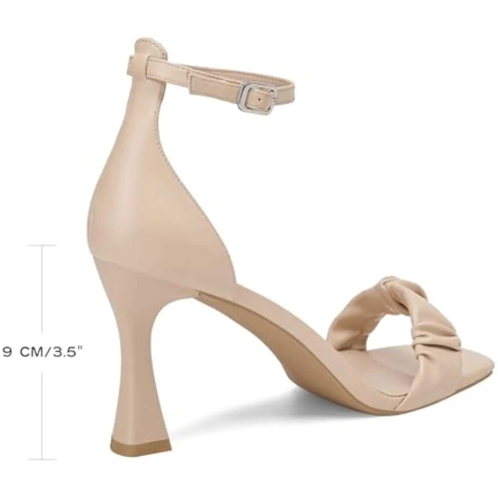 Nude Stiletto Heeled Sandals for Wen Open Square Toe Design with Ankle Strap Perfect for Wedding Bridal and Dressy Occasions Y250306