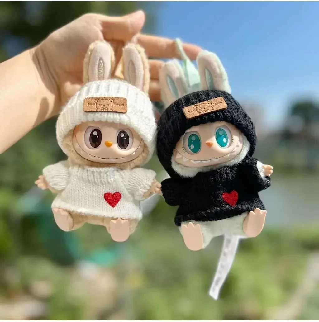 For 17cm labubu doll outfit clothes bear label hat love sweater set Cute Decoration Little ClothesT250307