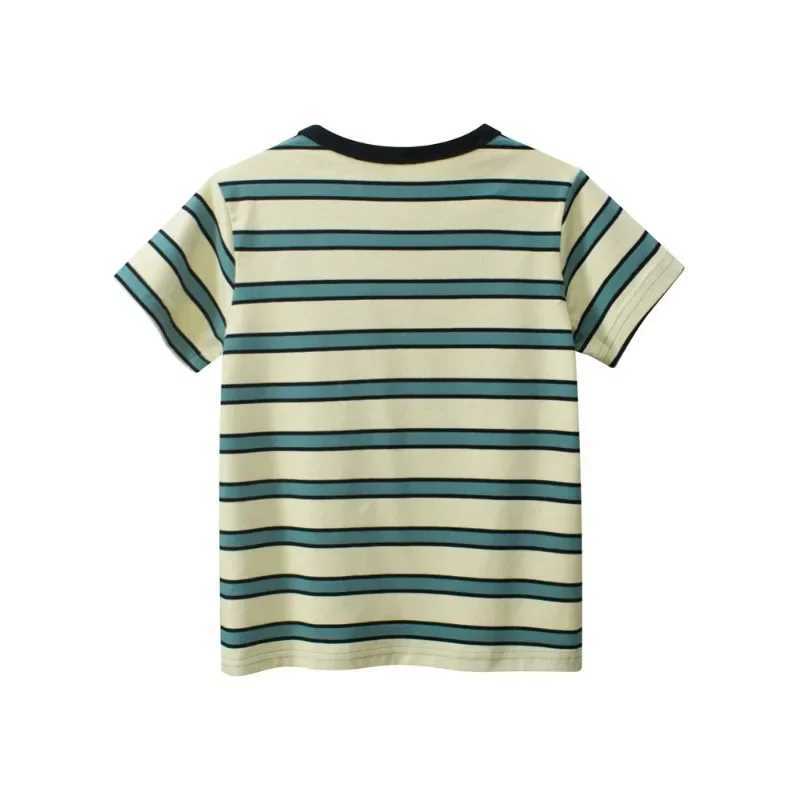 Brand New Striped T Shirt Boys 2025 Summer Childrens Clothing Short Sleeve O-Neck Cotton Tops Tees Kids Clothes 2-10YT250306