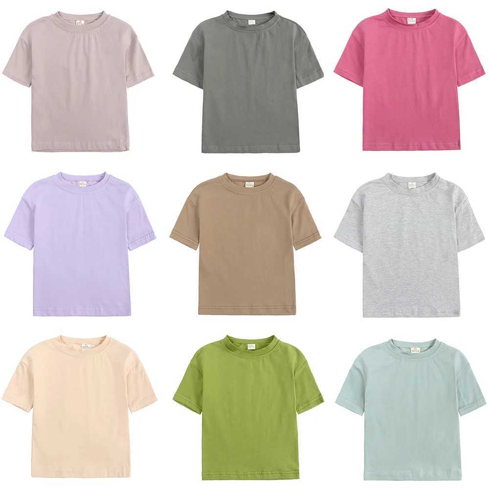 2025 Fashion Kids Summer T-Shirt Solid Cotton Short Basic Color Top Little Boys Girls Korean Clothes Toddler Teenager Tee ShirtsT250306