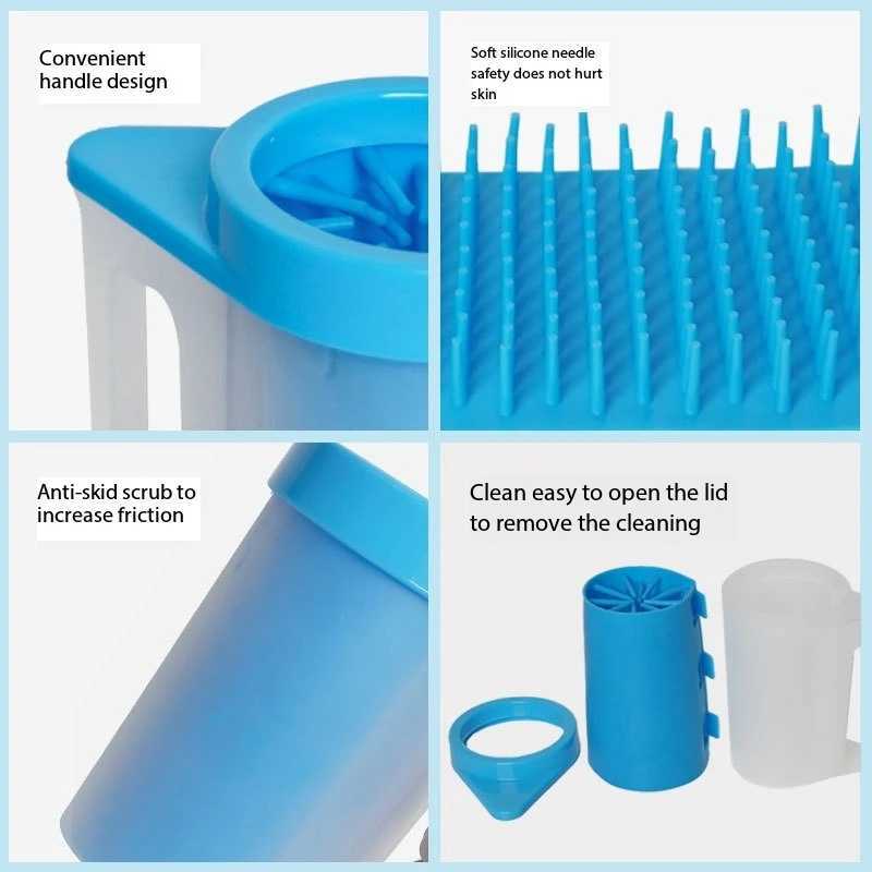 Soft Dog Paw Cleaning Cup Detachable Dog Paw Cleaner 360 Degree Rotating Brush with Handle Easy to Clean Pet Foot Cup for Pet M250306