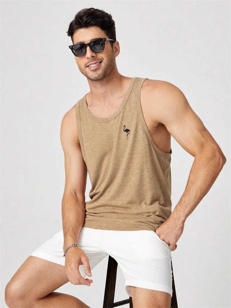 Summer Breathable Mens Fitness Sports Vest Crewneck Sleeveless Solid Color Hawaiian T-Shirt Outdoor Casual Plus Size Mens VestT250318