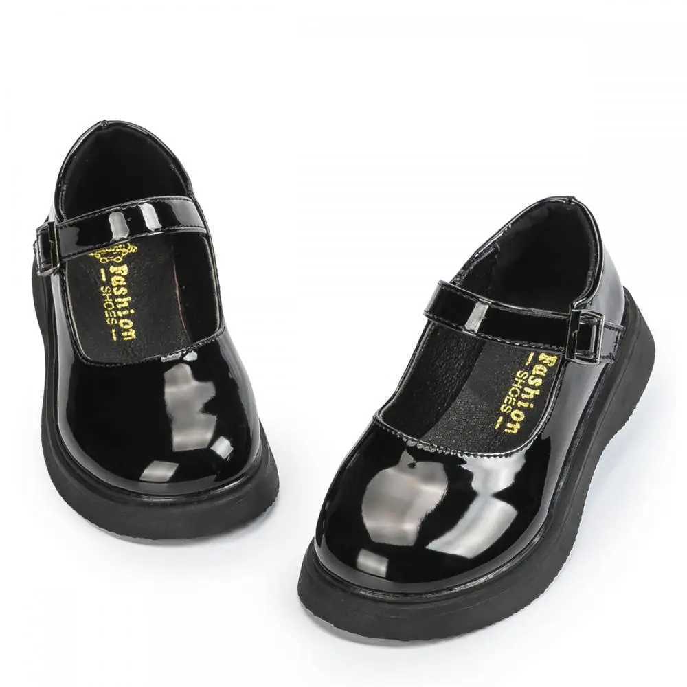 Spring Autumn Glossy Childrens Leather Shoes Fashion Campus Childrens Shoes Anti-Slip Waterproof Platform Soft ComfortableT250306