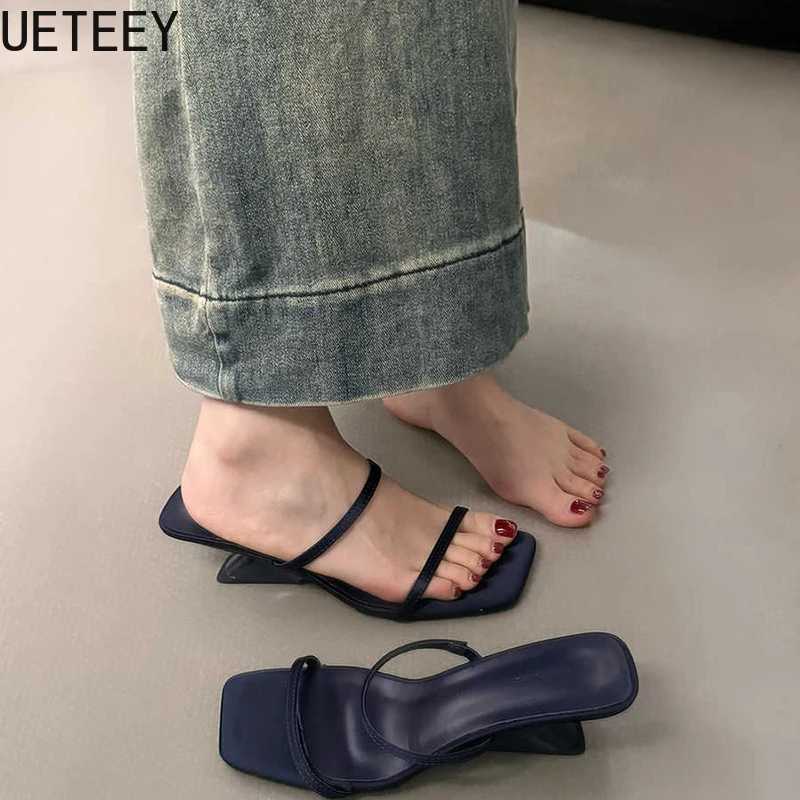Designer Summer Narrow Band Heel Win Slippers Shoes Open Toe Shoes Design Style Banquet Party Sandals Shoes Y250306