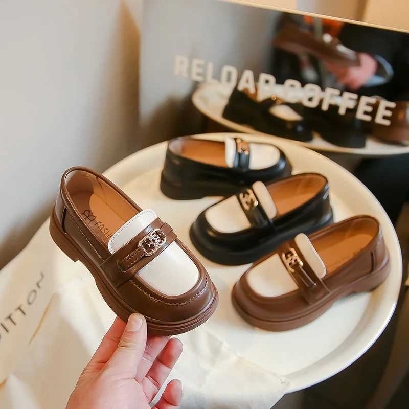 Children Loafers Patchwork Elegant Slip-on Unisex School Boys Girls Leather Shoe Spring Chunky Pu Leather Chic Kids Shoe 23-35T250306