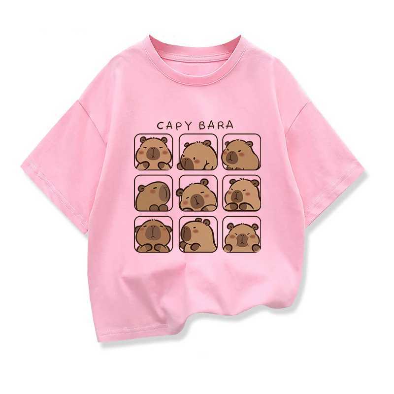 Capybara Kids Clothing Tees Summer Printed Cartoon Fashion Short Sleeve T-shirt Girls Loose Casual Tops T Shirts Crewneck T250603