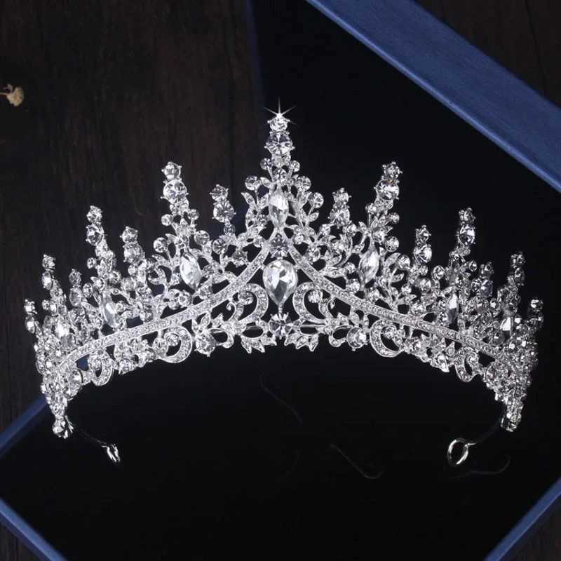 Luxury Silver Color Crystal Water Drop Bridal Jewelry Sets Rhinestone Tiaras Crown Necklace Earrings Wedding Dubai Jewelry Set X250306