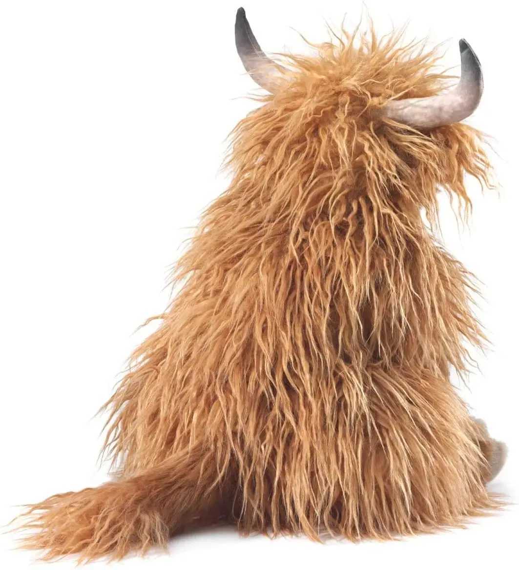 Interactive High-Quality Brown Highland Cattle Puppets for Playtime