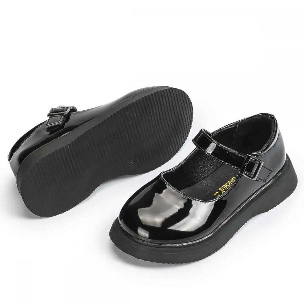 Spring Autumn Glossy Childrens Leather Shoes Fashion Campus Childrens Shoes Anti-Slip Waterproof Platform Soft ComfortableT250306
