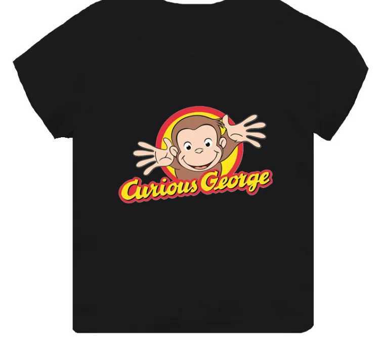 Hot Sale Monkey Print Cartoon Kids T-shirt Girls ClothesSummer Baby Boys Black Short Sleeve T shirt Children TopsT250306