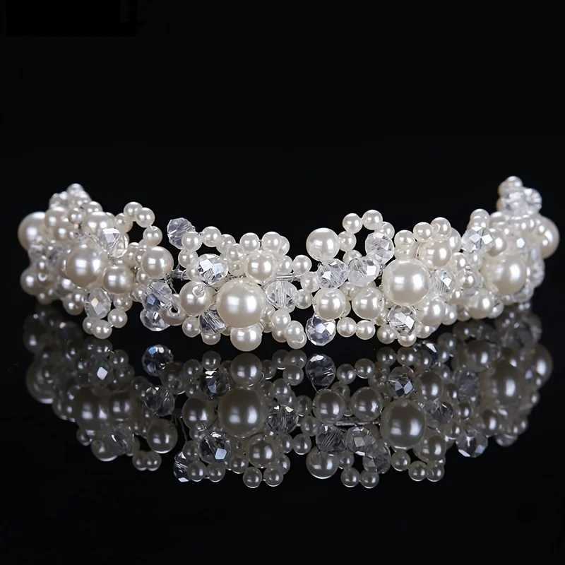 Pearl Crystal band Tiara Rhinestone Flower Bridal band For Wen Bridal Wedding Hair Accessories Jewelry Band band X250306