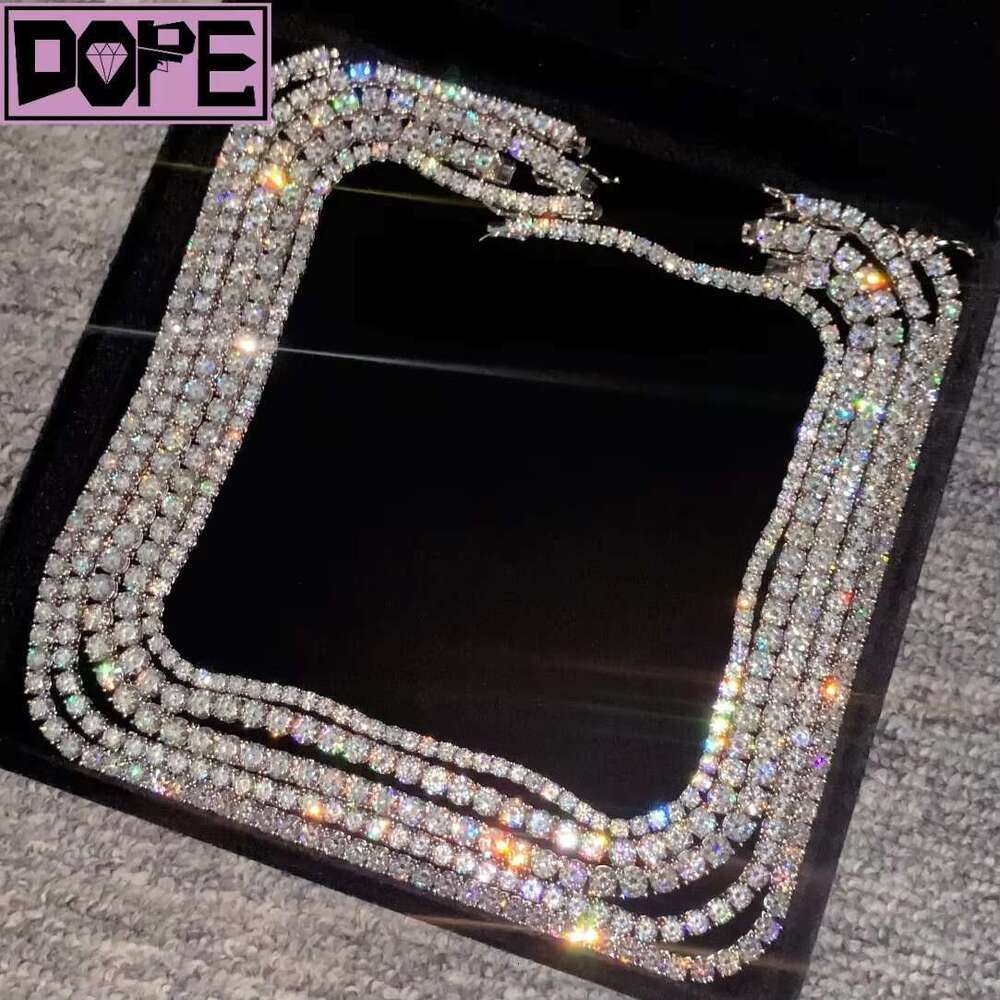 Wholesale 3Mm 4Mm 5Mm Necklace Sterg Sier Iced Out Moissanite Tennis Chain