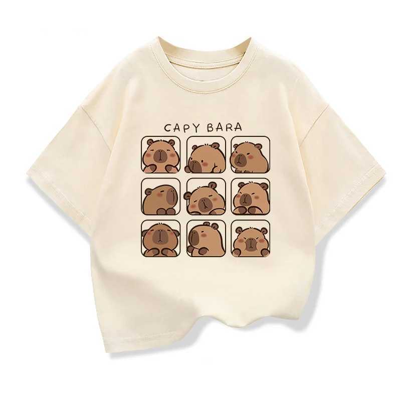 Capybara Kids Clothing Tees Summer Printed Cartoon Fashion Short Sleeve T-shirt Girls Loose Casual Tops T Shirts Crewneck T250603